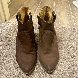 Frye Western Suede Booties, Size 8